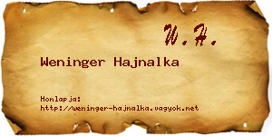 Weninger Hajnalka névjegykártya